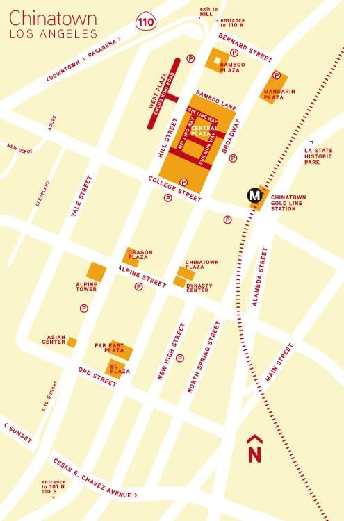 čínská čtvrť v Los Angeles mapě