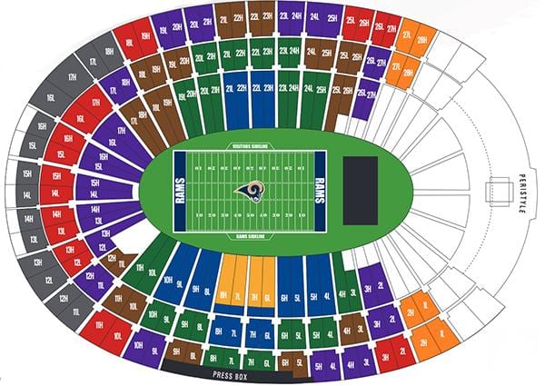 LA berany stadionu mapě