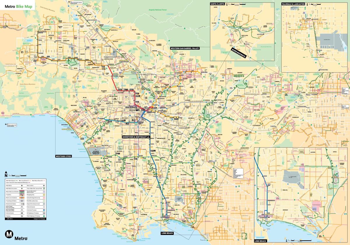 Los Angeles cyklostezka mapě