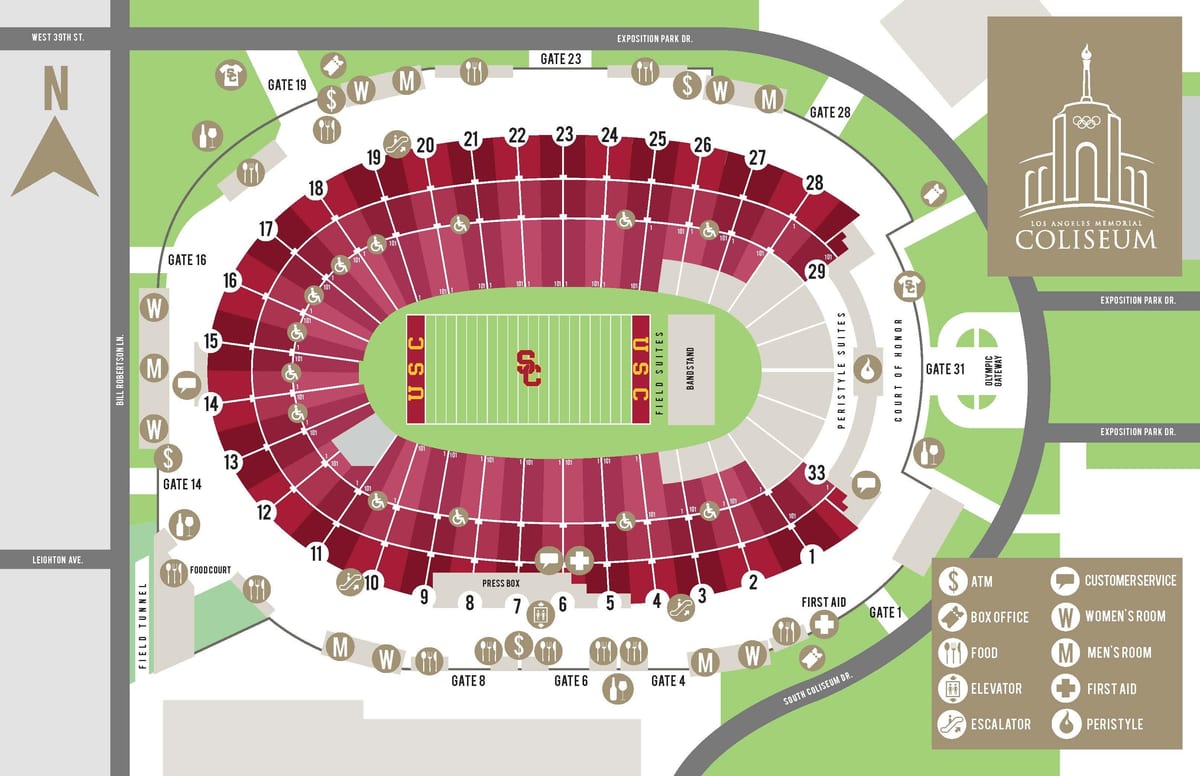 Los Angeles coliseum mapě