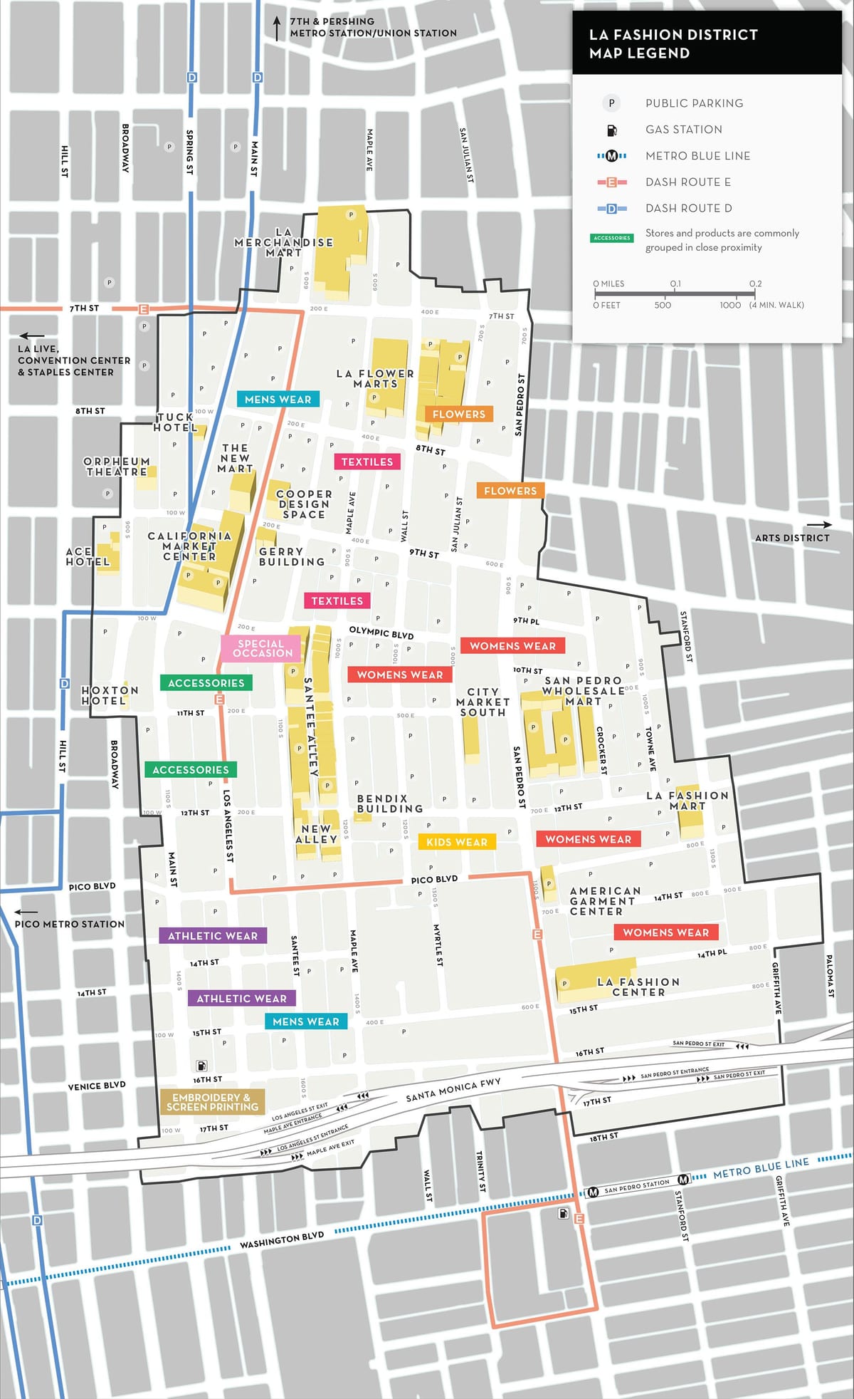 Los Angeles fashion district mapě