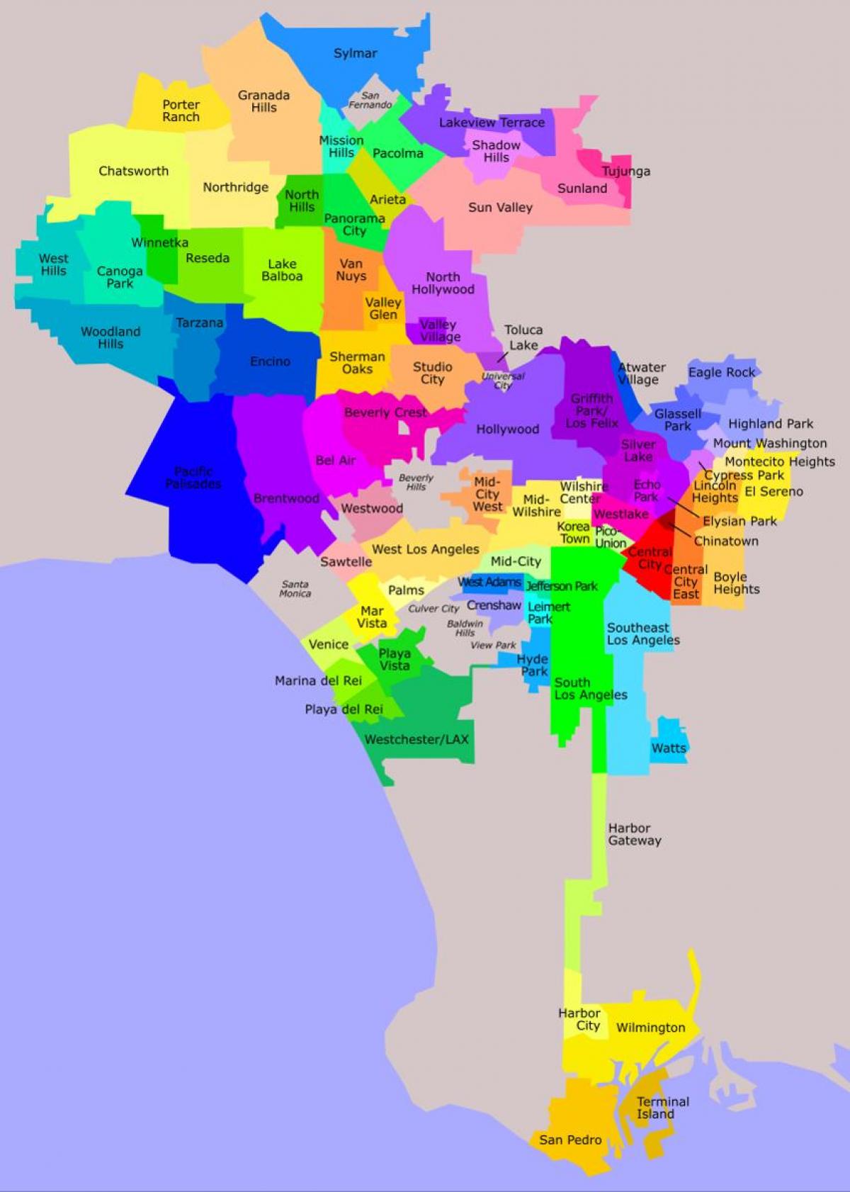 Los Angeles okresů mapa