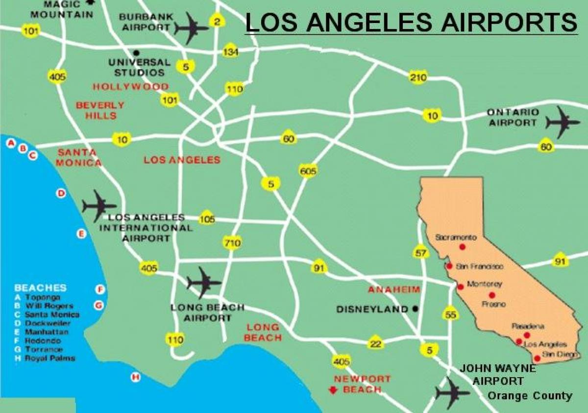 Los Angeles letiště mapě