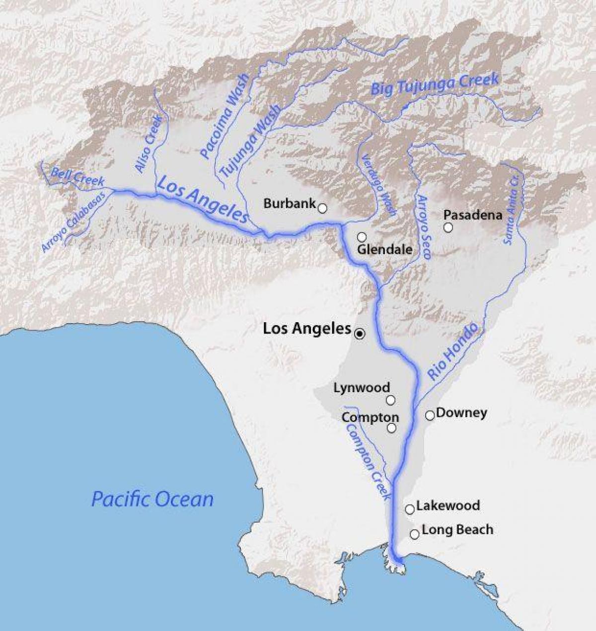 Los Angeles river mapě