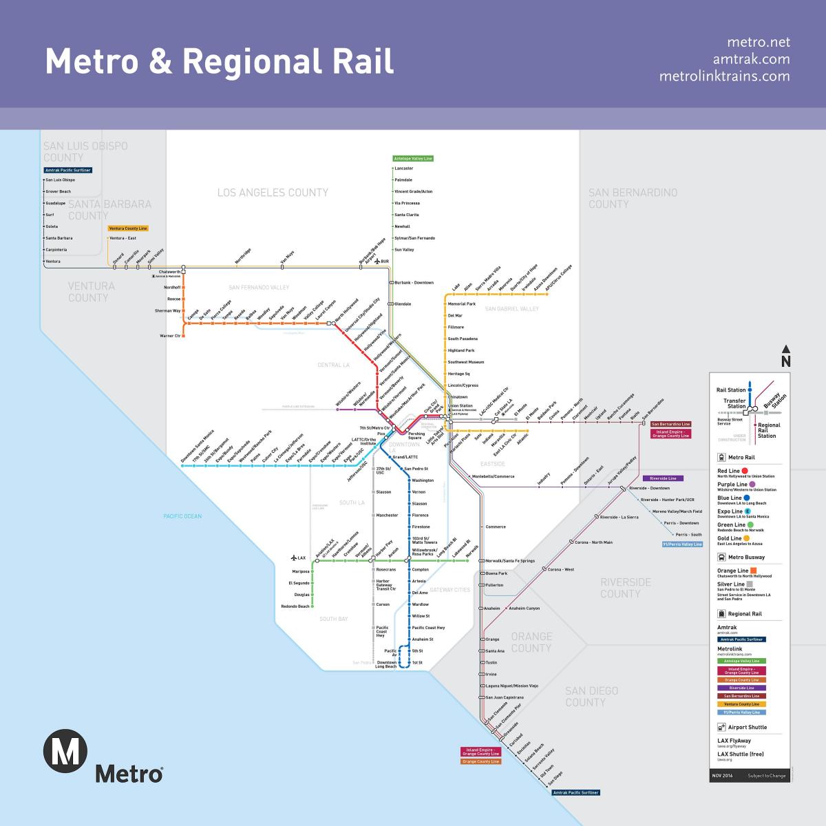 Los Angeles vlak mapě