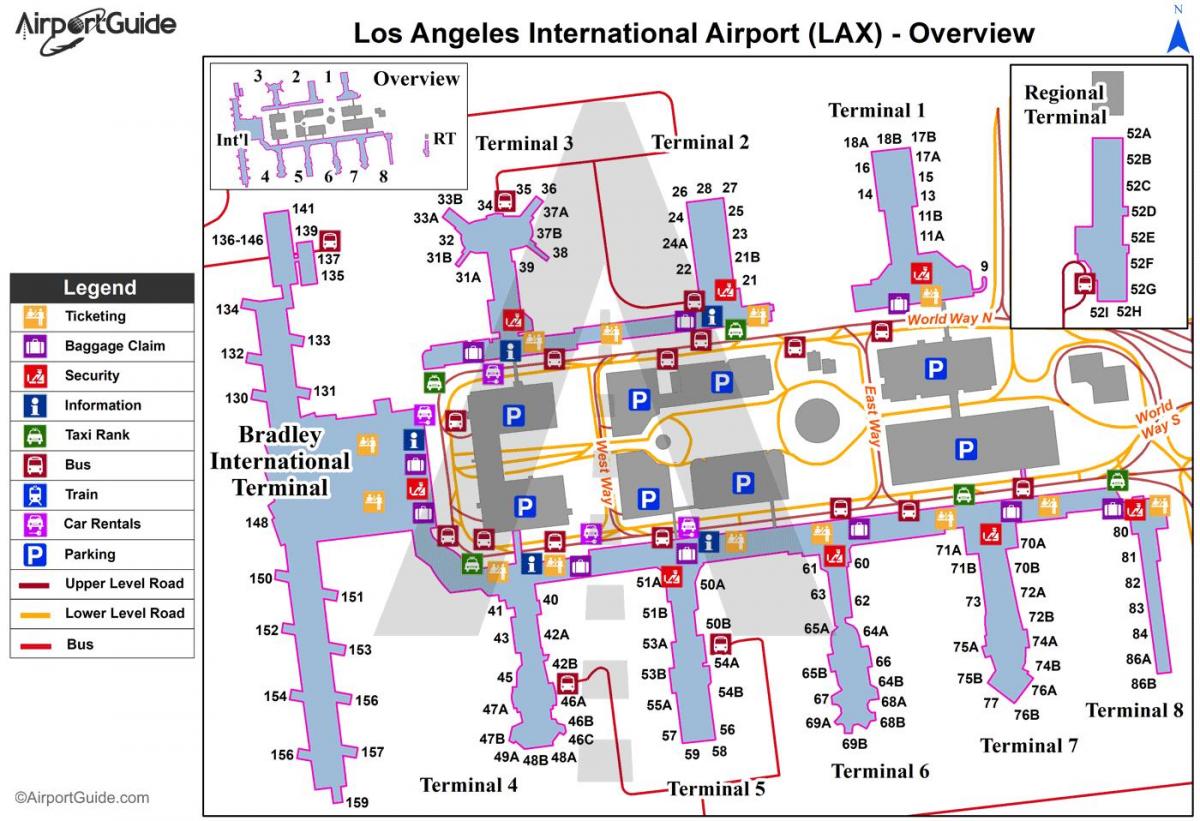 lax international arrivals mapě