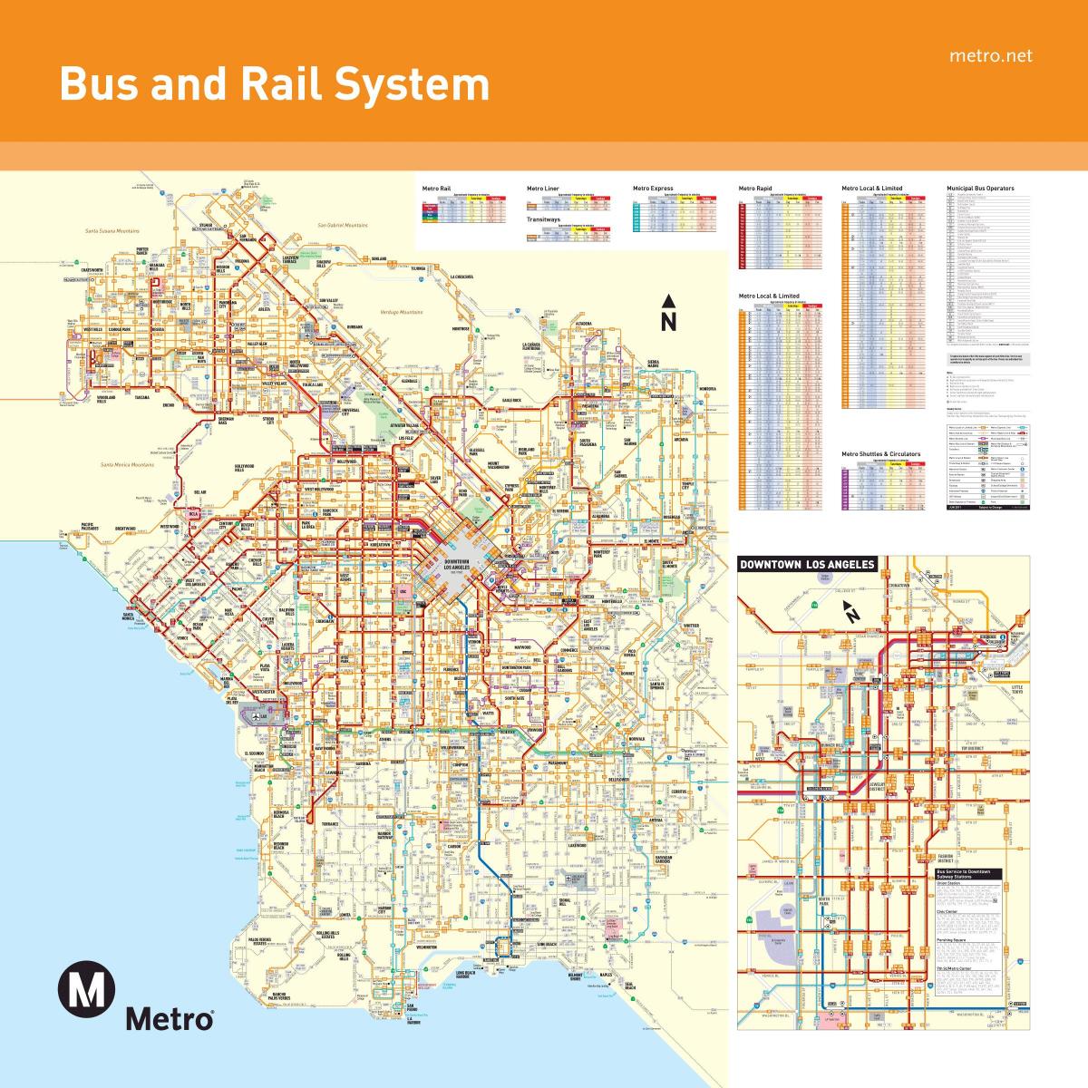 Los Angeles autobusové trasy mapě