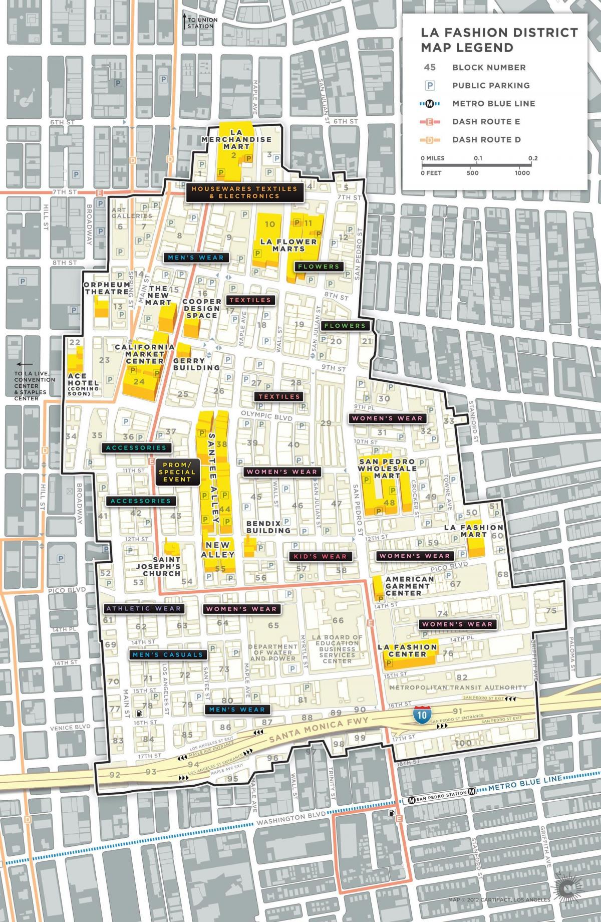 mapa Los Angeles garment district