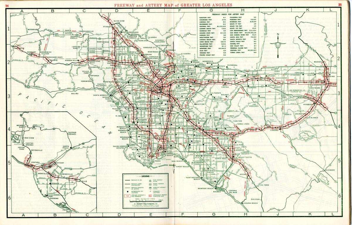 mapa Los Angeles mapě 1940