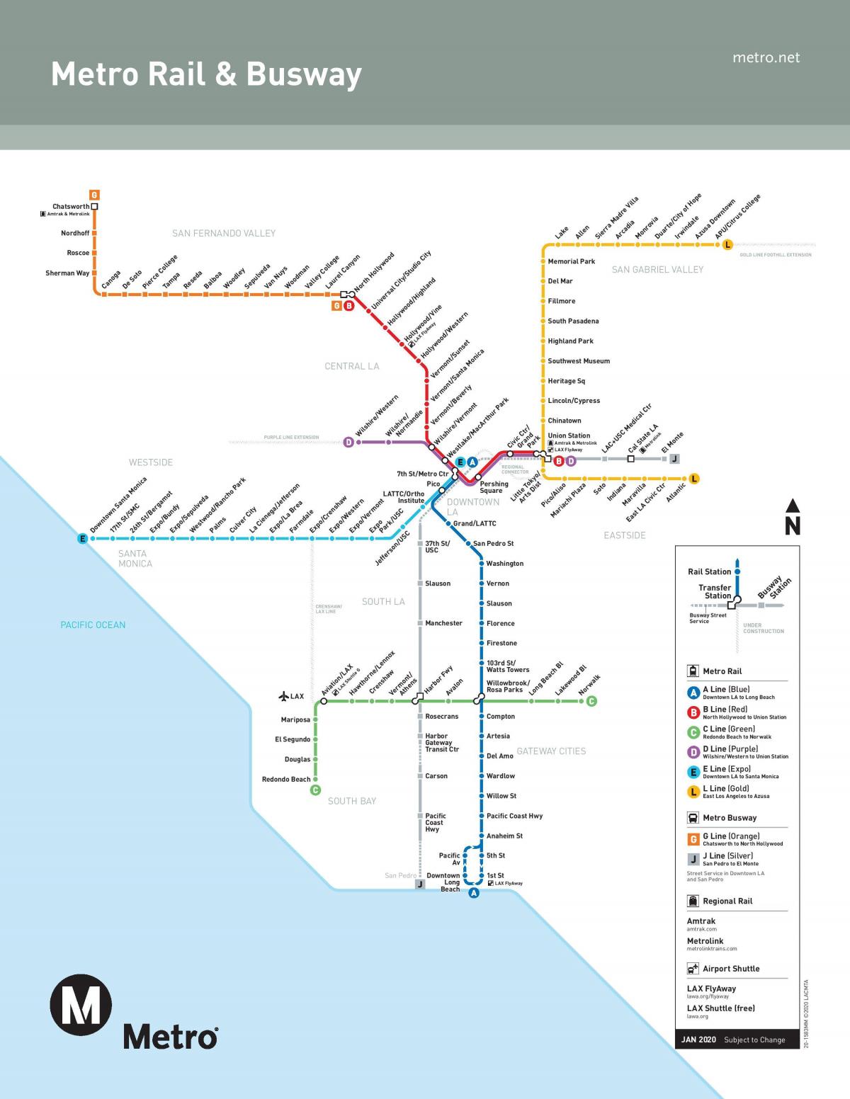 mapa metro v Los Angeles
