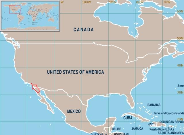 Los Angeles, stát, mapa