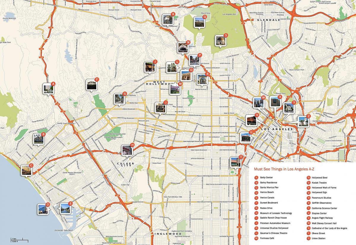 mapa Los Angeles památky