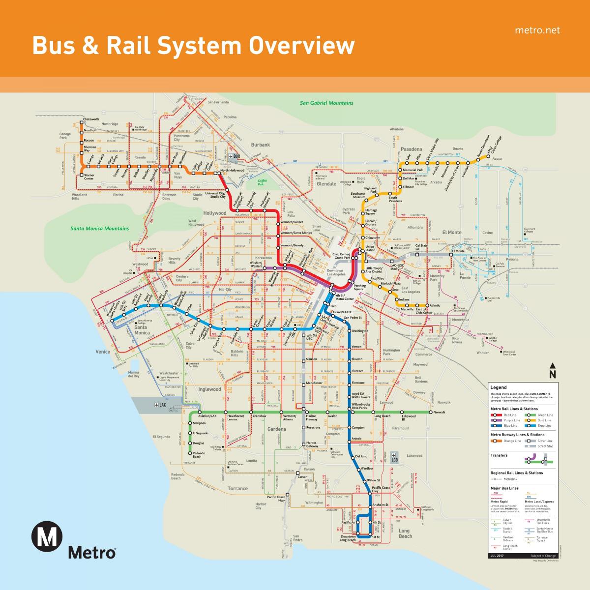 Los Angeles veřejné dopravy mapu