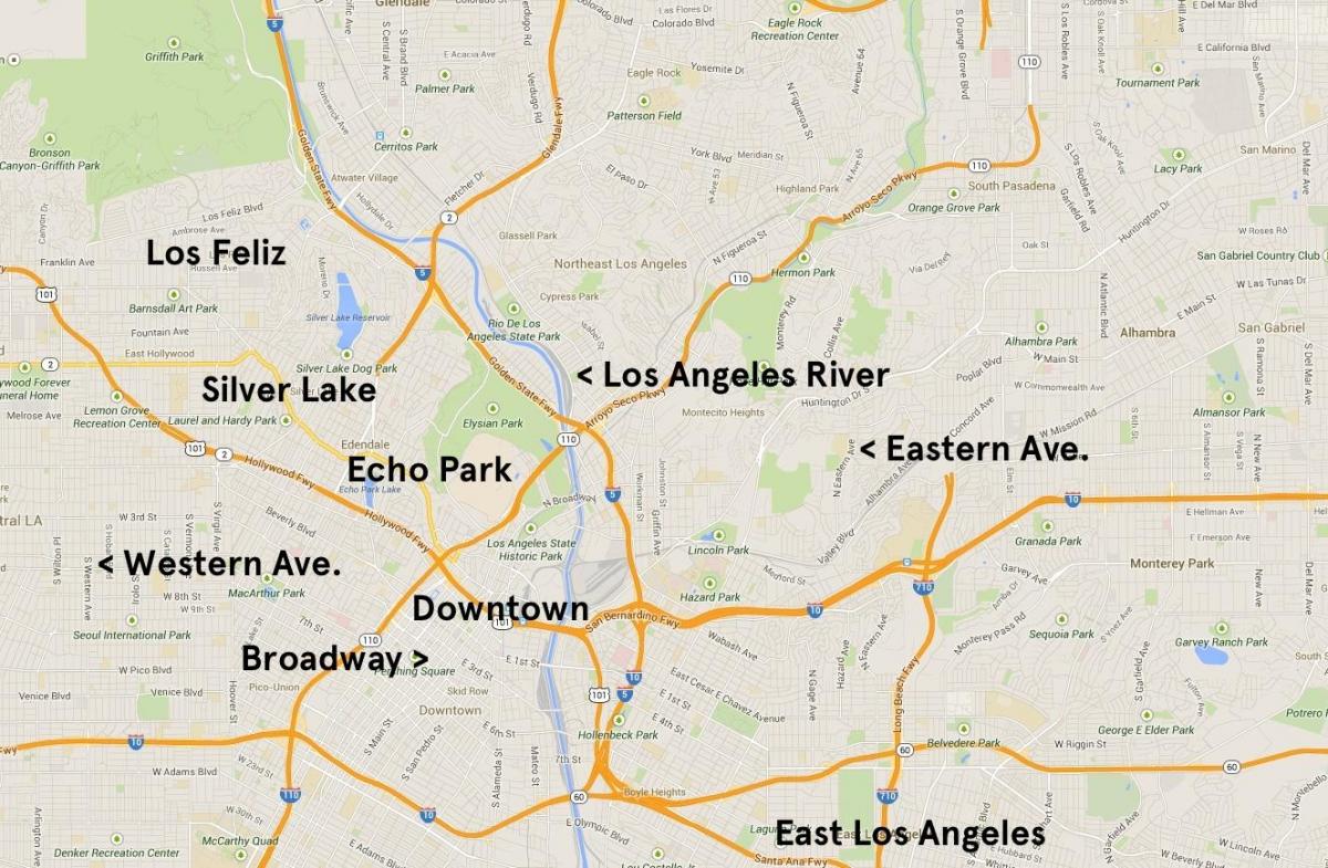 mapa echo parku Los Angeles