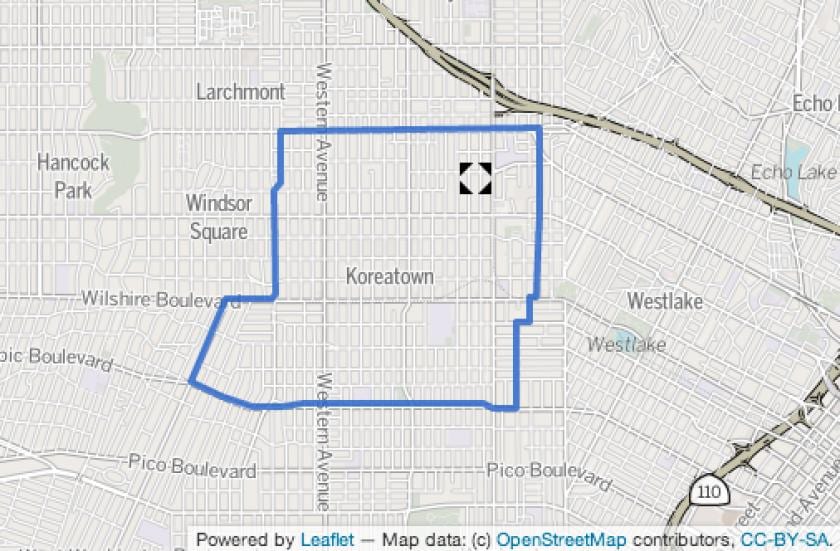 mapa korejské čtvrti Los Angeles