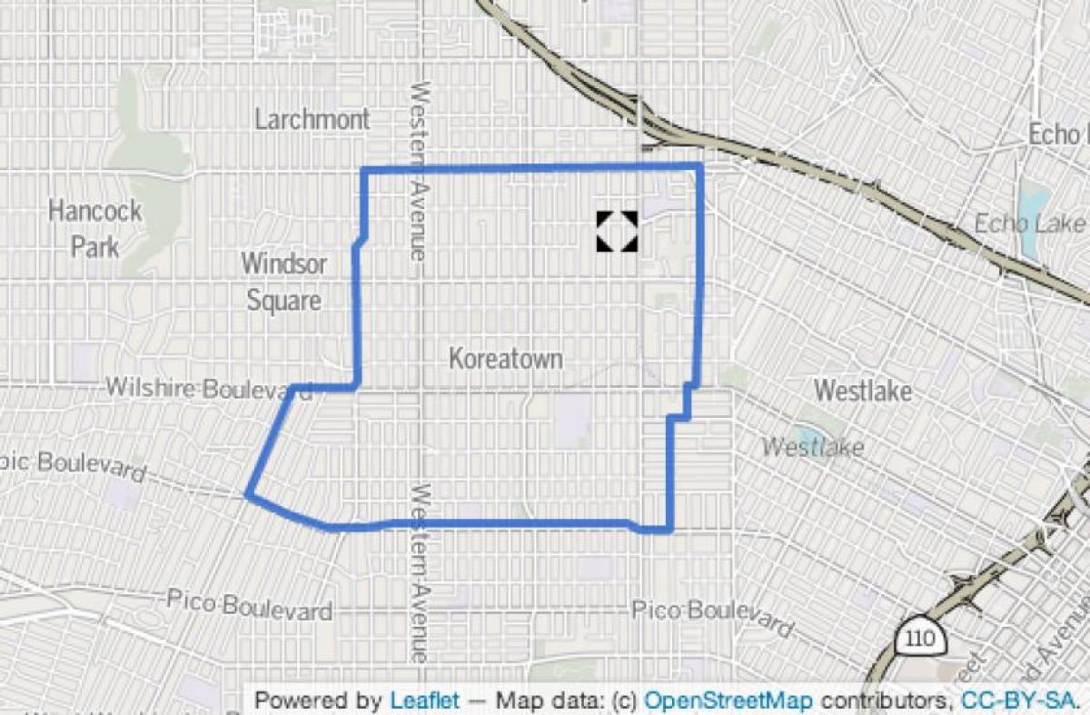mapa korejské čtvrti Los Angeles