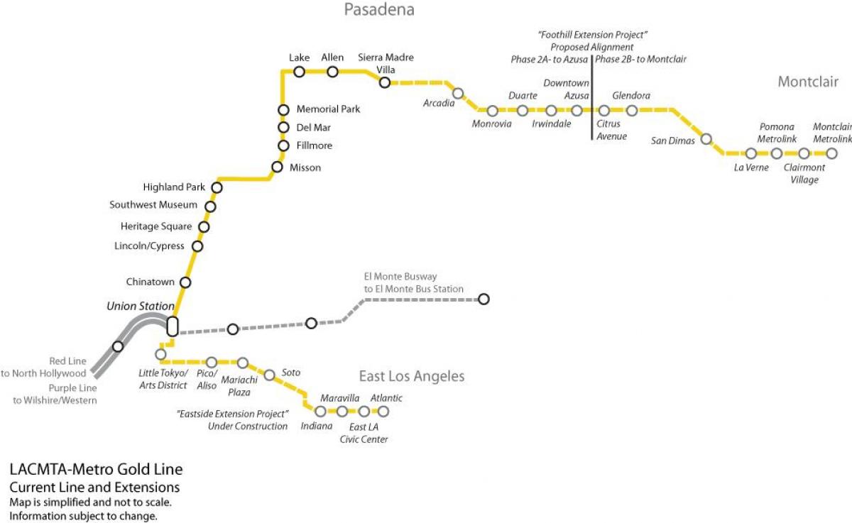 LA metro gold line mapě