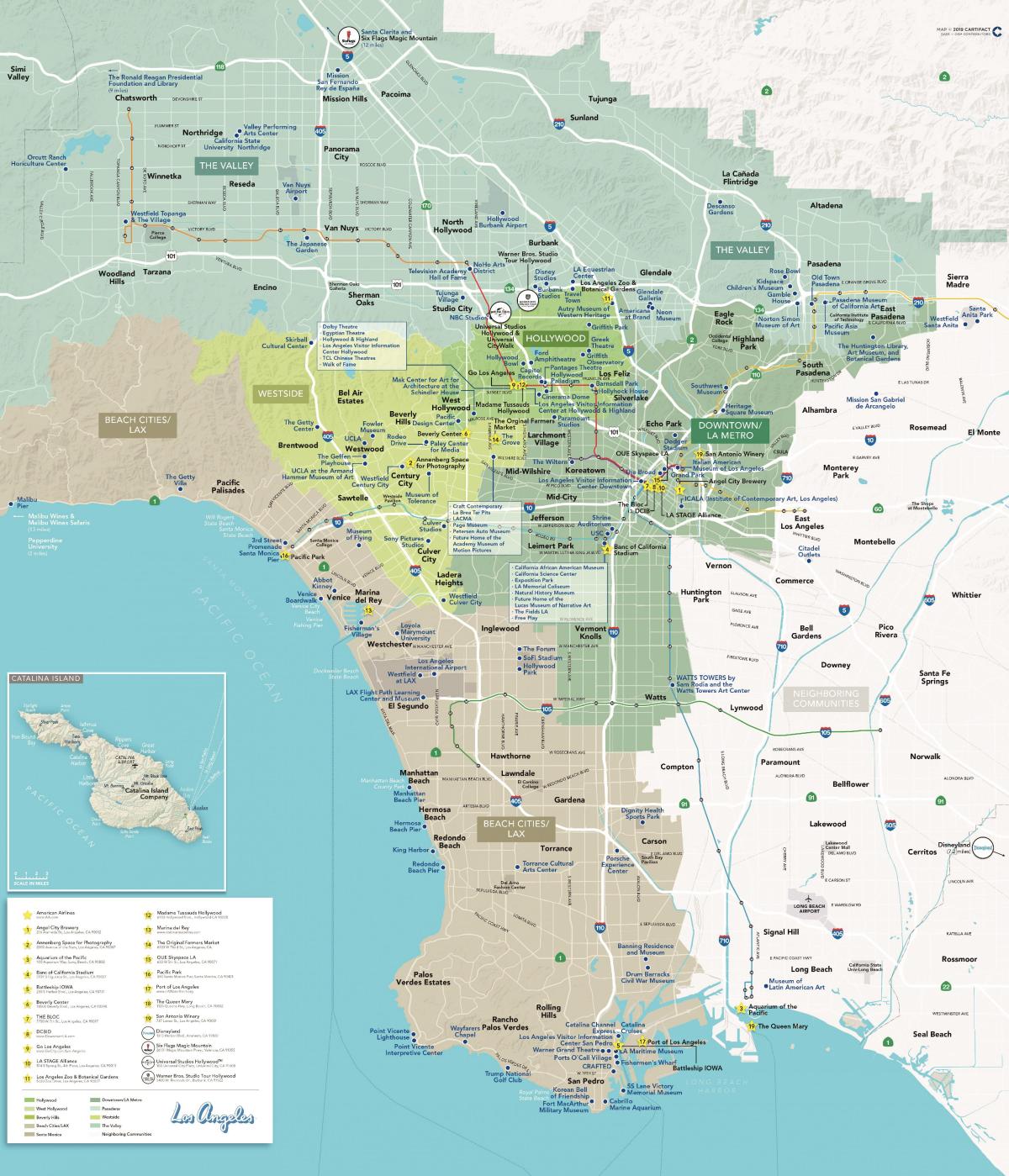 podrobná mapa Los Angeles, kalifornie