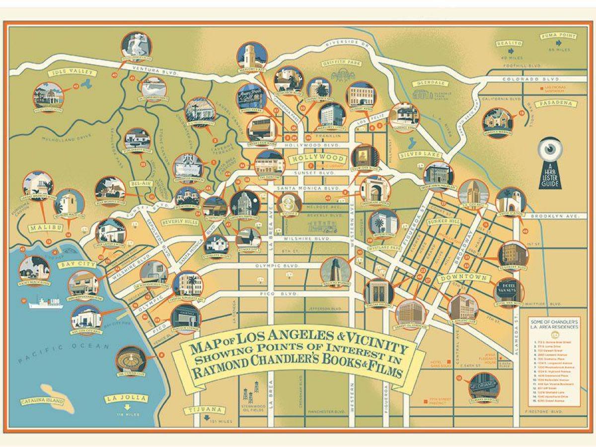 mapa raymond chandler Los Angeles