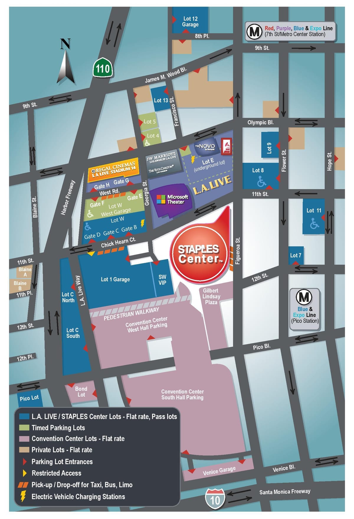 mapa staples center parkoviště