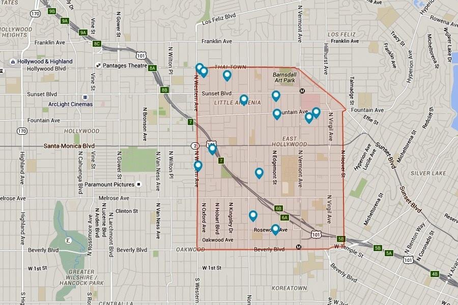 mapa thajské město Los Angeles