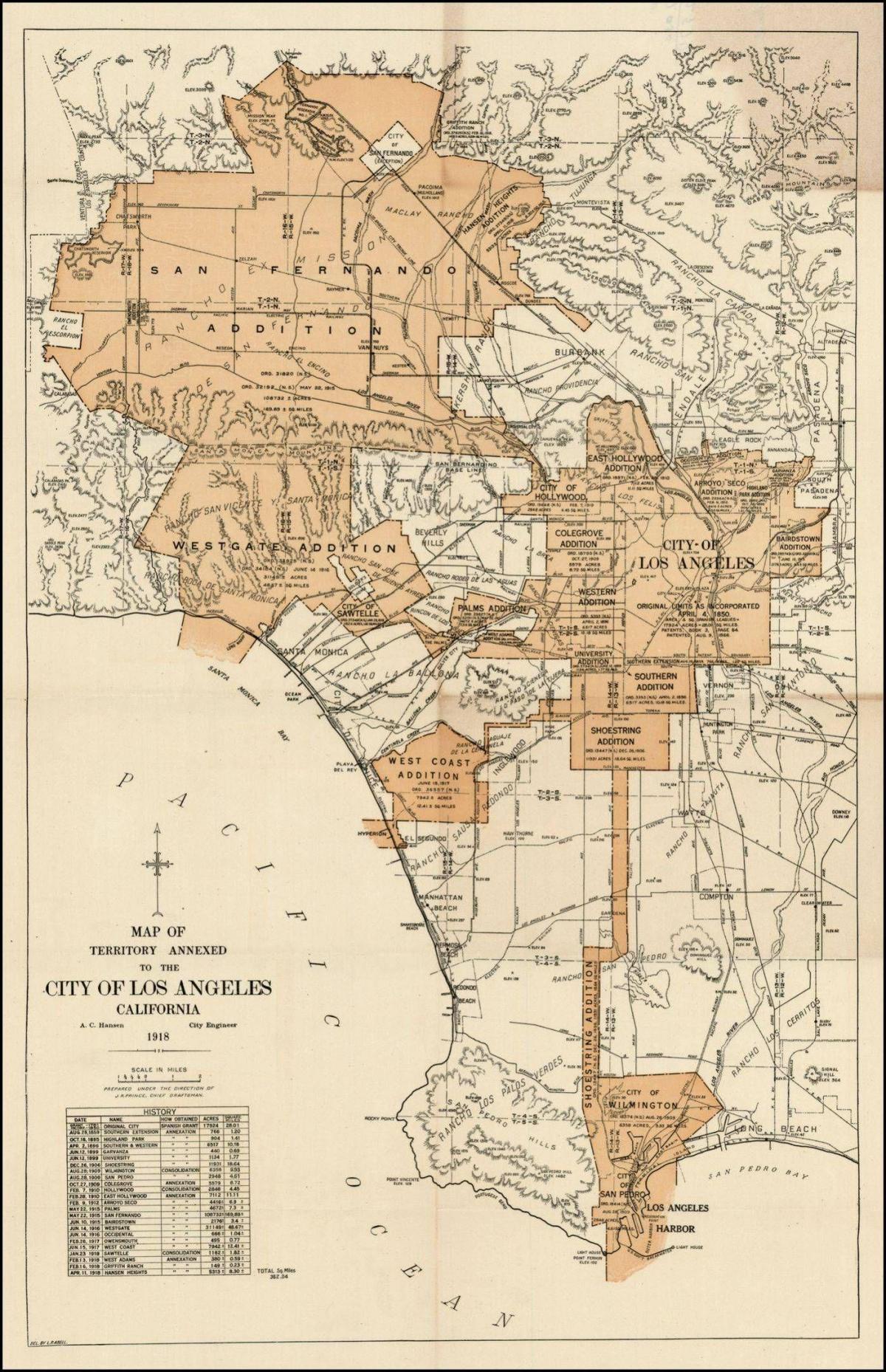 vintage LA mapě