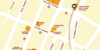 Čínská čtvrť v Los Angeles mapě