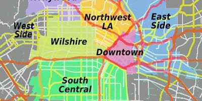 Mapa centrální Los Angeles