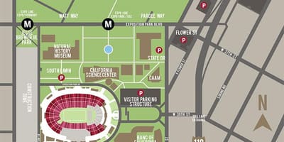 LA coliseum parkování mapě