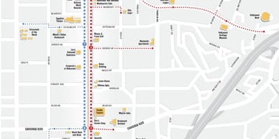 Ulice mapa z hollywoodu, ca