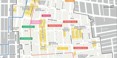 Los Angeles fashion district mapě