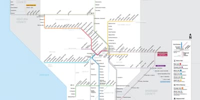 Los Angeles metro železniční mapy,