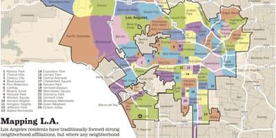 Mapa Los Angeles čtvrtí