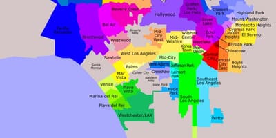 Los Angeles okresů mapa