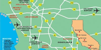Los Angeles letiště mapě