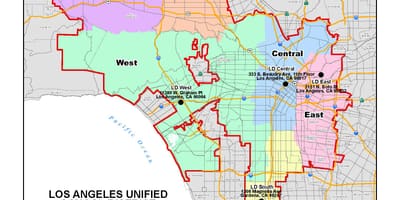 Los Angeles county school district mapě