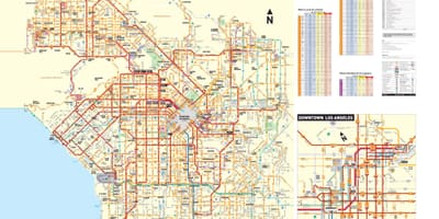 Los Angeles autobusové trasy mapě