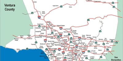Los Angeles dálnice mapě