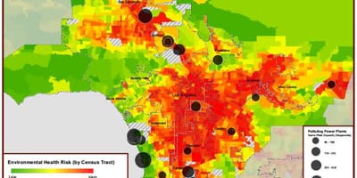 Mapa Los Angeles kvality vzduchu 