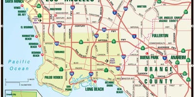 Mapa Los Angeles mýtné silnice