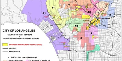 Los Angeles rady okresu mapě