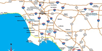 Mapa Los Angeles mezistátní