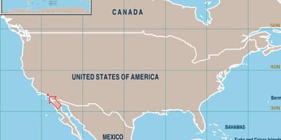 Los Angeles, stát, mapa