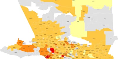 Los Angeles zip mapě