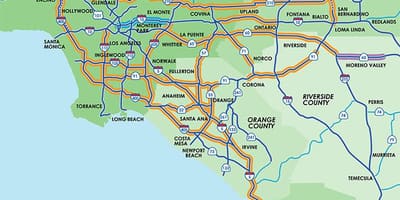 Los Angeles dálnici spolujízda pruhy mapa
