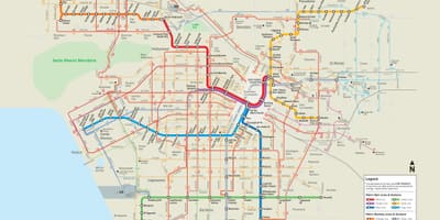 Los Angeles veřejné dopravy mapu