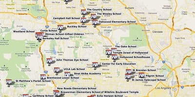 Mapa Los Angeles vysoké školy