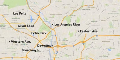 Mapa echo parku Los Angeles