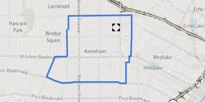 Mapa korejské čtvrti Los Angeles
