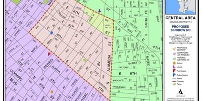 Mapa skid row v Los Angeles